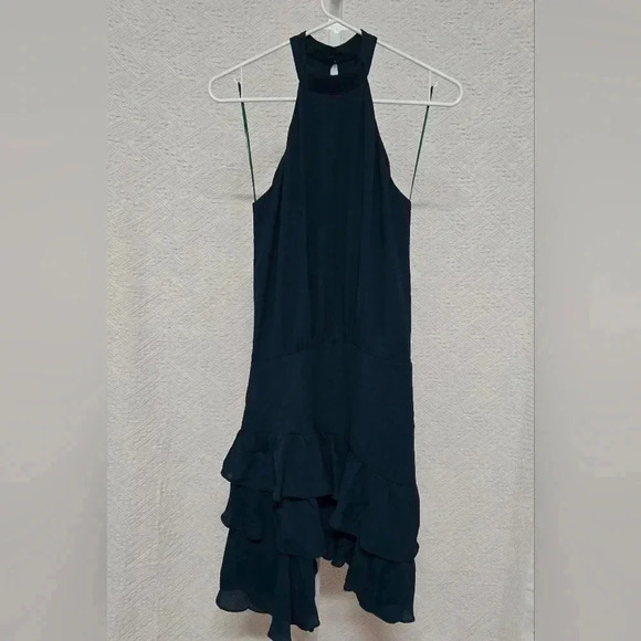 Krisa Halter Asymmetrical Ruffle mini dress Sz XS NWT Green y2k - Picture 10 of 11